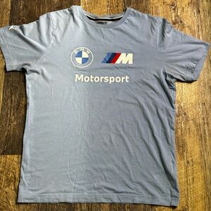 Medium BMW x Puma Motorsport Men's Baby Blue T-Shirt Distressed from wear, As is